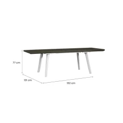 Tavolo da esterno allungabile 8-10 posti 162/241x100cm bianco e grigio scuro - Penticton