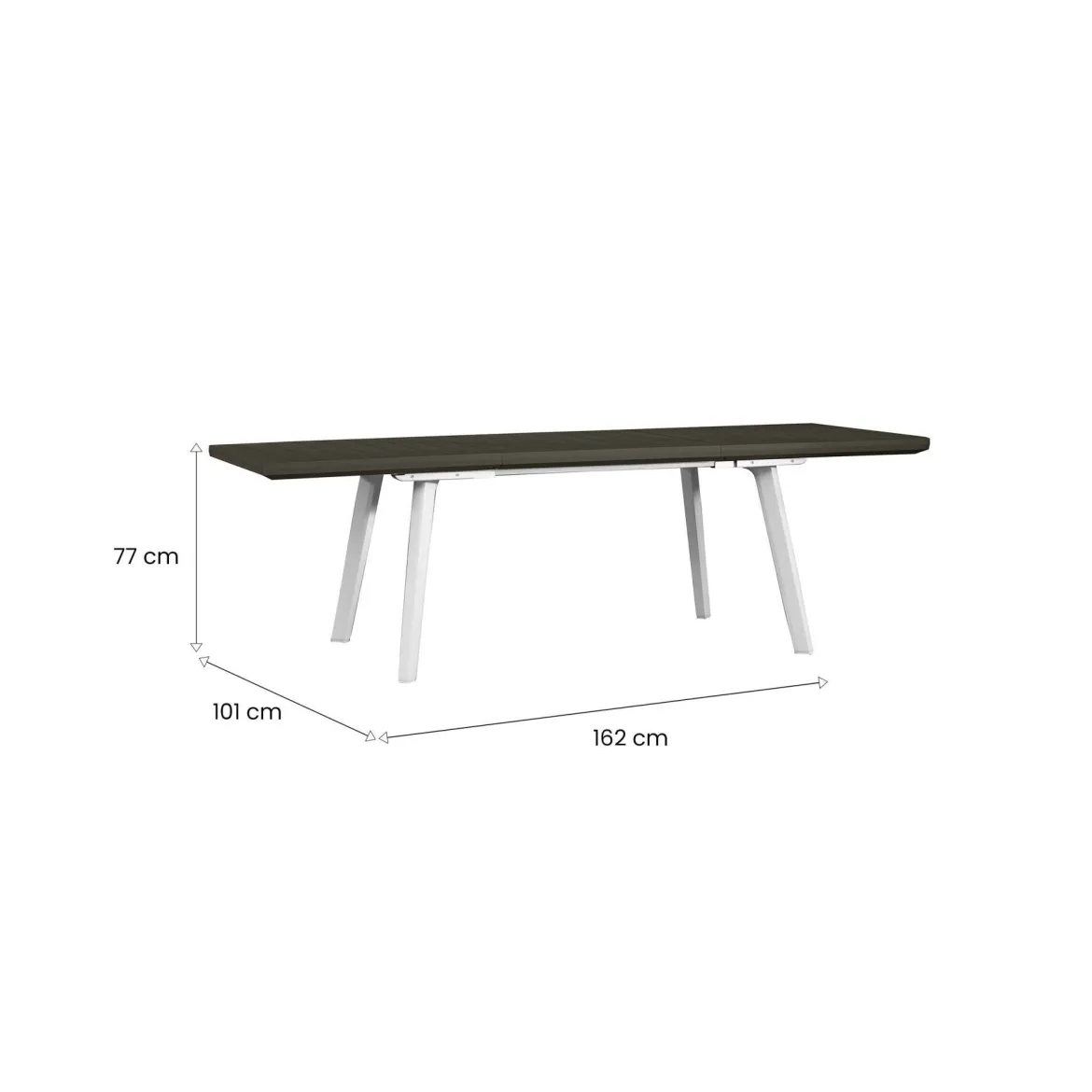 Tavolo da esterno allungabile 8-10 posti 162/241x100cm bianco e grigio scuro - Penticton