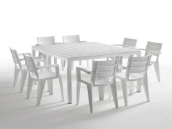 Tavolo da esterno allungabile 8-12 posti 146/292x86cm bianco - Campana