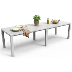 Tavolo da esterno allungabile 8-12 posti 147/294x90cm bianco - Brossard