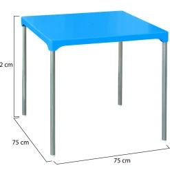 Tavolo da Esterno Azzurro 4 Posti Tavolo Tavolo Fisso Quadrato 75x75x72h cm, Lunghezza Massima 75 cm Made in Italy - Brownstown