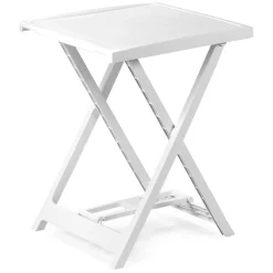 Tavolo da Esterno Bianco 2 Posti Tavolo Tavolo da Esterno Pieghevole 44x44x50h cm, Lunghezza Massima 44 cm Made in Italy - Elpino