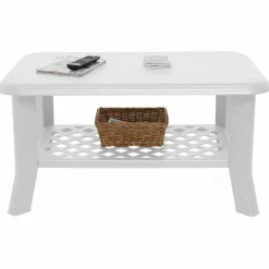 Tavolo da Esterno Bianco 4 Posti Tavolo Tavolino 90x60x46h cm, Forma Rettangolare
