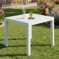 Tavolo da Esterno Bianco 4 Posti Tavolo Tavolo Fisso Rettangolare 78x65x72h cm, Lunghezza Massima 78 cm Made in Italy - Cobbtown