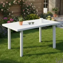 Tavolo da Esterno Bianco 6 Posti Tavolo Tavolo Fisso Ovale 137x88x72h cm, Lunghezza Massima 137 cm Made in Italy - Roxton