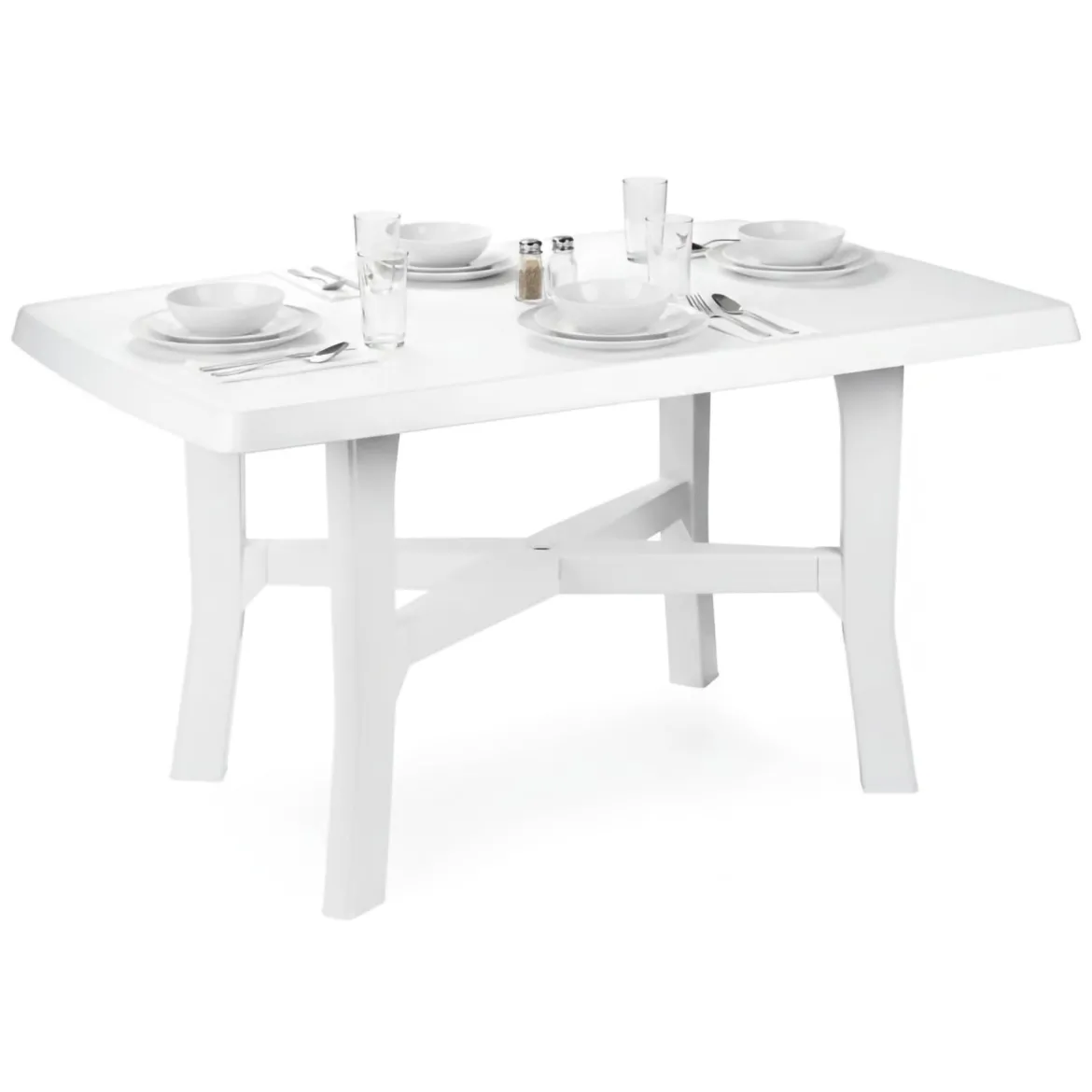 Tavolo da Esterno Bianco 6 Posti Tavolo Tavolo Fisso Rettangolare 138x88x72h cm, Lunghezza Massima 138 cm Made in Italy - Raspberry