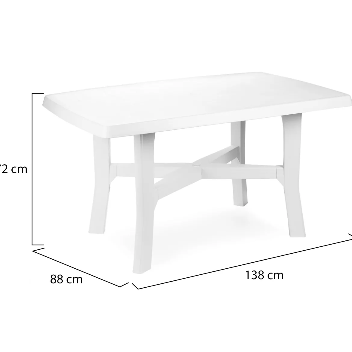 Tavolo da Esterno Bianco 6 Posti Tavolo Tavolo Fisso Rettangolare 138x88x72h cm, Lunghezza Massima 138 cm Made in Italy - Raspberry