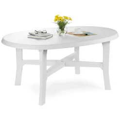 Tavolo da Esterno Bianco 6 Posti Tavolo Tavolo da Esterno Fisso 165x110x72h cm, Lunghezza Massima 165 cm Made in Italy - Simmsville