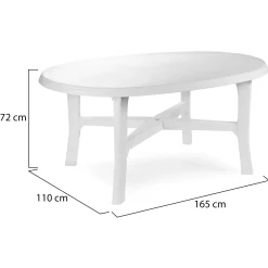 Tavolo da Esterno Bianco 6 Posti Tavolo Tavolo da Esterno Rettangolare 101x68x72h cm, Lunghezza Massima 101 cm Made in Italy - Pinedale