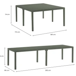Tavolo da esterno Campana, 292x86 h74 cm, Verde
