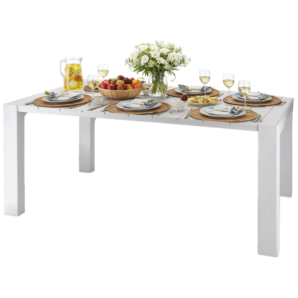 Tavolo da esterno Langsa, 98x75 h90 cm, Bianco