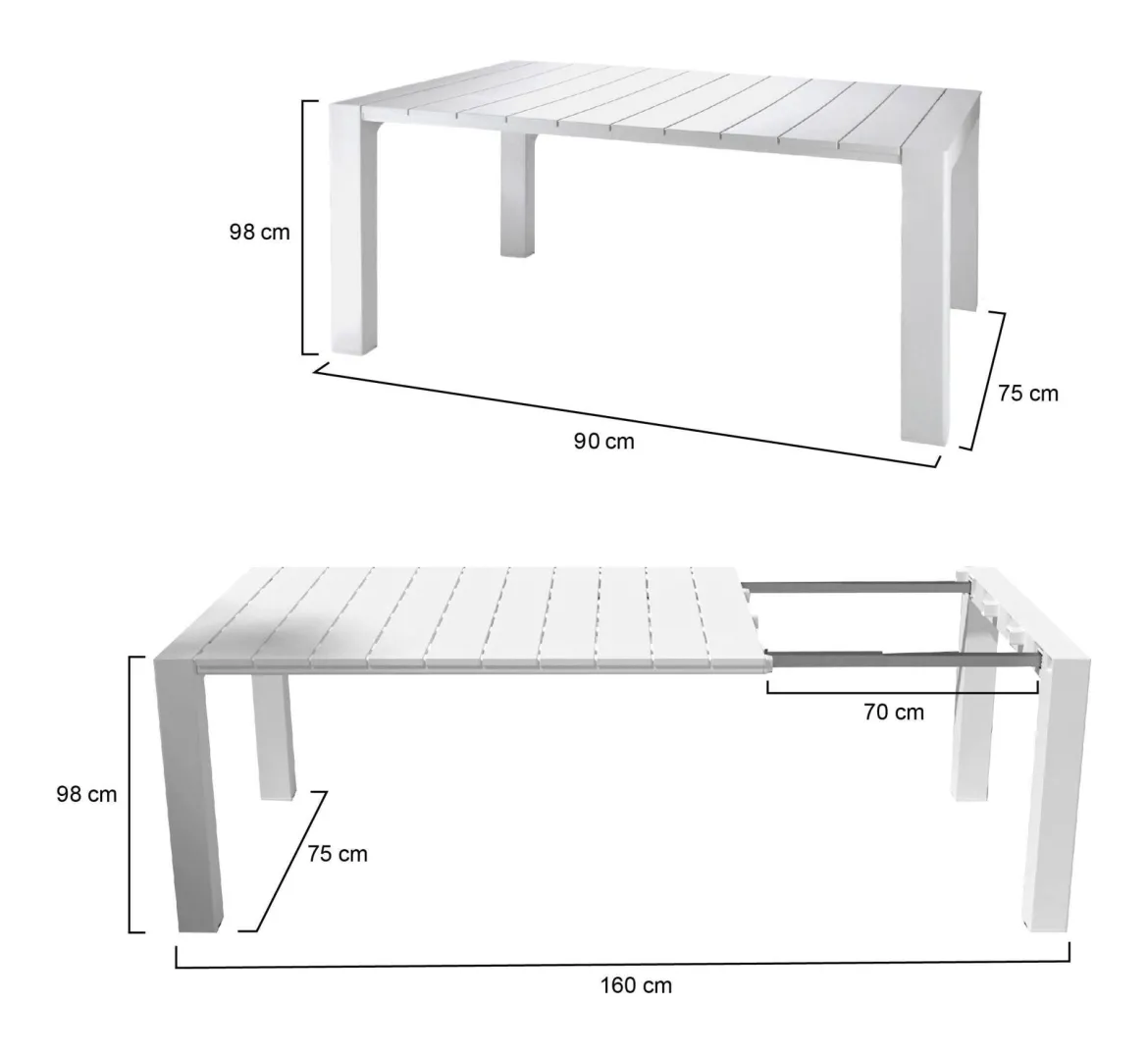Tavolo da esterno Langsa, 98x75 h90 cm, Bianco