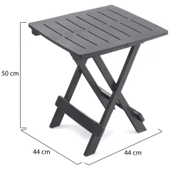 Tavolo da Esterno Nero Antracite 2 Posti Lunghezza Massima 44 cm 44x44x50h cm, Finitura Effetto Liscio Made in Italy - Elpino