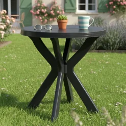 Tavolo da Esterno Nero Antracite 2 Posti Lunghezza Massima 70 cm 70x70x72h cm, Finitura Effetto Liscio Made in Italy - Lorwood
