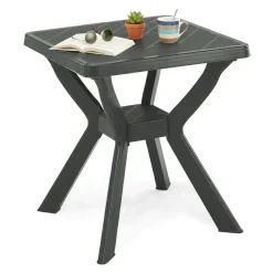 Tavolo da Esterno Nero Antracite 4 Posti Lunghezza Massima 70 cm 70x70x72h cm, Finitura Effetto Quadrettato Made in Italy - Straven