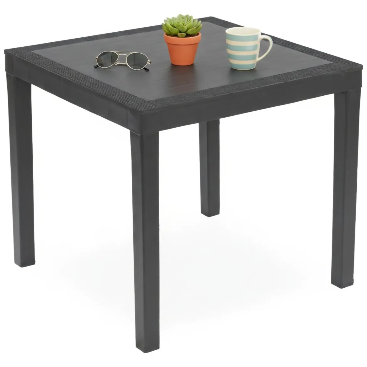 Tavolo da Esterno Nero Antracite 4 Posti Lunghezza Massima 79 cm 79x79x72h cm, Finitura Effetto Liscio Made in Italy - Normandy