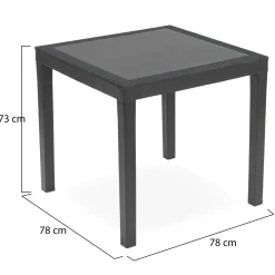 Tavolo da Esterno Nero Antracite 4 Posti Lunghezza Massima 79 cm 79x79x72h cm, Finitura Effetto Liscio Made in Italy - Normandy