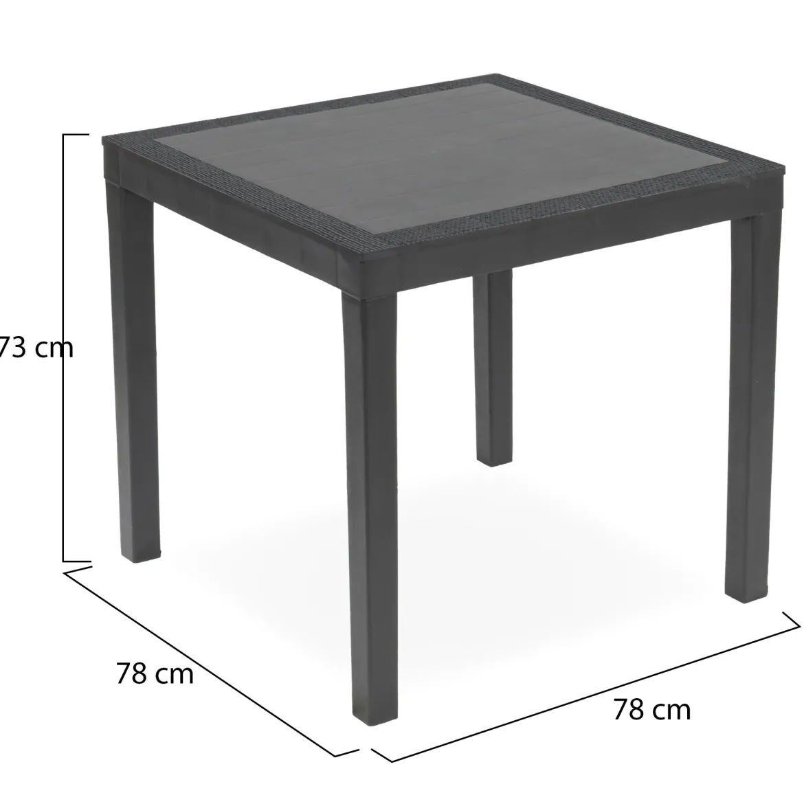 Tavolo da Esterno Nero Antracite 4 Posti Lunghezza Massima 79 cm 79x79x72h cm, Finitura Effetto Liscio Made in Italy - Normandy