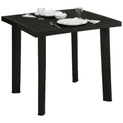 Tavolo da Esterno Nero Antracite 4 Posti Lunghezza Massima 80 cm 80x75x72h cm, Finitura Effetto Liscio Made in Italy - Tessner