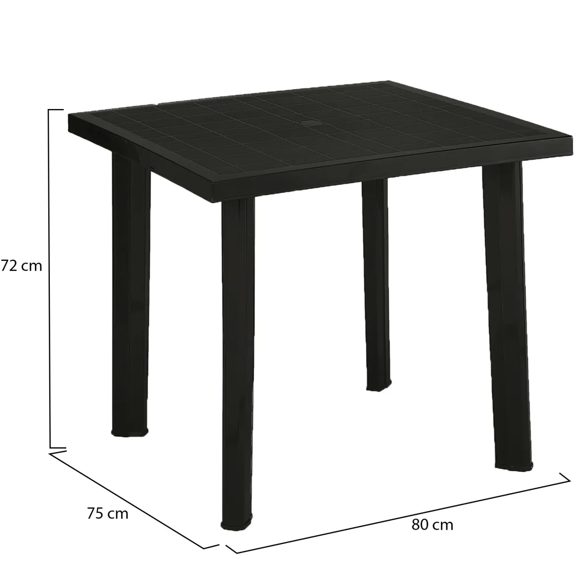 Tavolo da Esterno Nero Antracite 4 Posti Lunghezza Massima 80 cm 80x75x72h cm, Finitura Effetto Liscio Made in Italy - Tessner