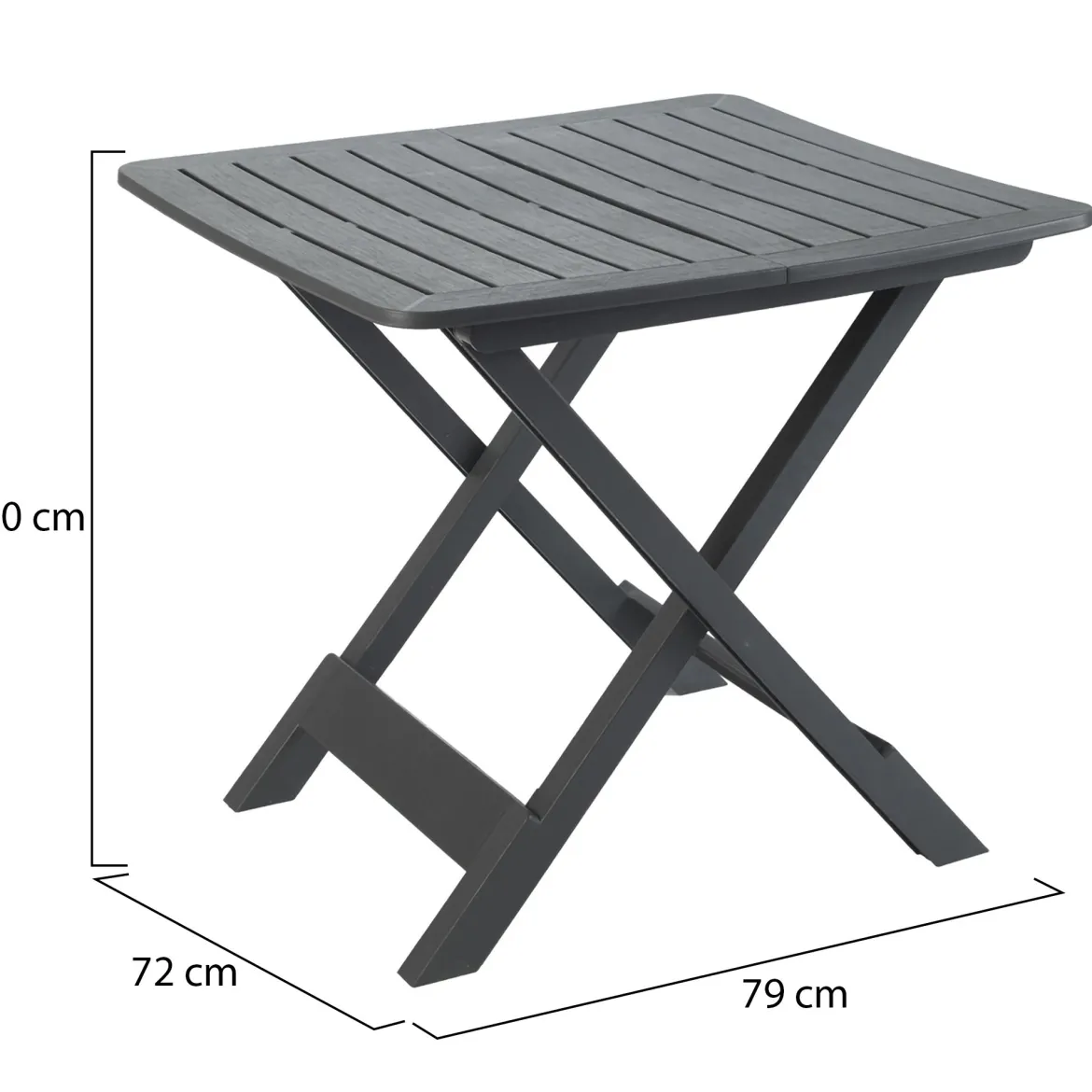 Tavolo da Esterno Nero Antracite 4 Posti Pieghevole 79x72x70h cm, Tavolo Tavolo Pieghevole Rettangolare Made in Italy - Ruthton