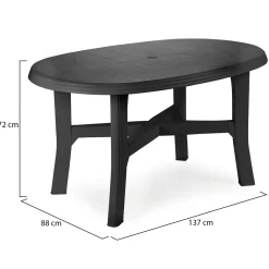Tavolo da Esterno Nero Antracite 6 Posti Lunghezza Massima 138 cm 138x88x72h cm, Finitura Effetto Quadrettato Made in Italy - Raspberry