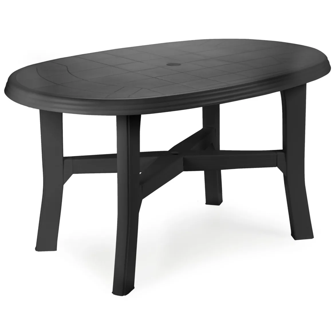 Tavolo da Esterno Nero Antracite 6 Posti Lunghezza Massima 138 cm 138x88x72h cm, Finitura Effetto Quadrettato Made in Italy - Raspberry