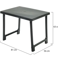 Tavolo da Esterno Nero Antracite 6 Posti Lunghezza Massima 81 cm 81x56x63h cm, Finitura Effetto Rigato Made in Italy - Beechwood