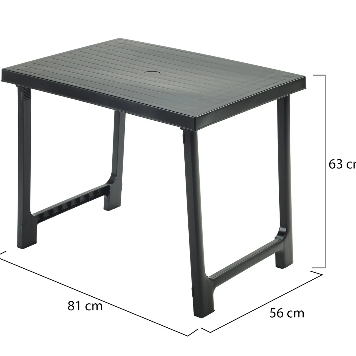 Tavolo da Esterno Nero Antracite 6 Posti Lunghezza Massima 81 cm 81x56x63h cm, Finitura Effetto Rigato Made in Italy - Beechwood