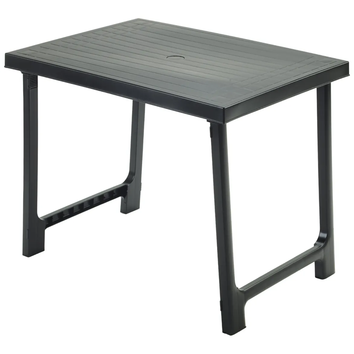 Tavolo da Esterno Nero Antracite 6 Posti Lunghezza Massima 81 cm 81x56x63h cm, Finitura Effetto Rigato Made in Italy - Beechwood