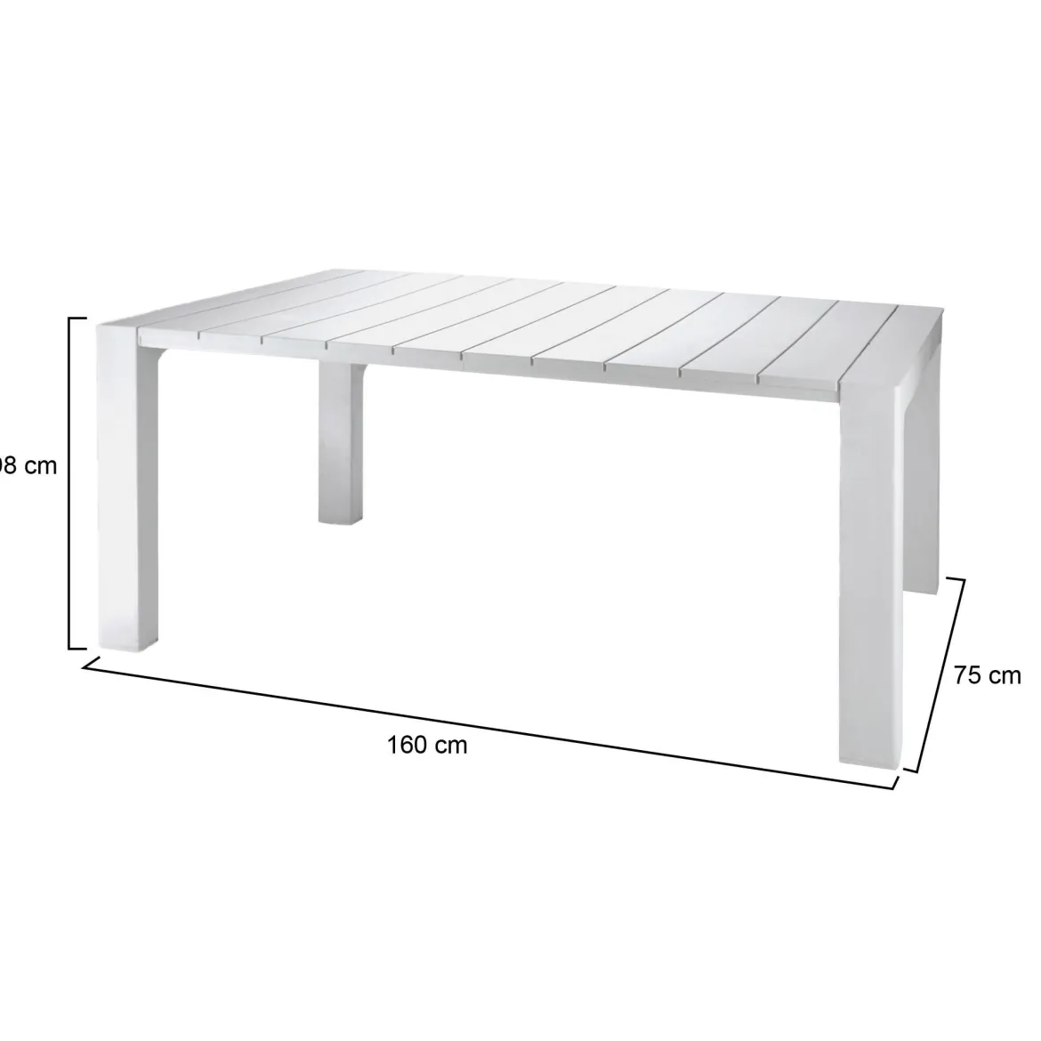 Tavolo da esterno 10 posti 160x98cm bianco - Magelang