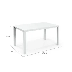 Tavolo da esterno 6 posti 147x90cm bianco - Listowel