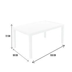 Tavolo da esterno 6 posti 150x90cm bianco - Askia