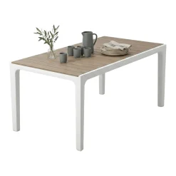 Tavolo da esterno 6 posti 160x90cm bianco e tortora - Innisfail