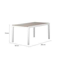 Tavolo da esterno 6 posti 160x90cm bianco e tortora - Innisfail