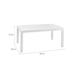 Tavolo da esterno 6 posti 94x160cm bianco - Pickering
