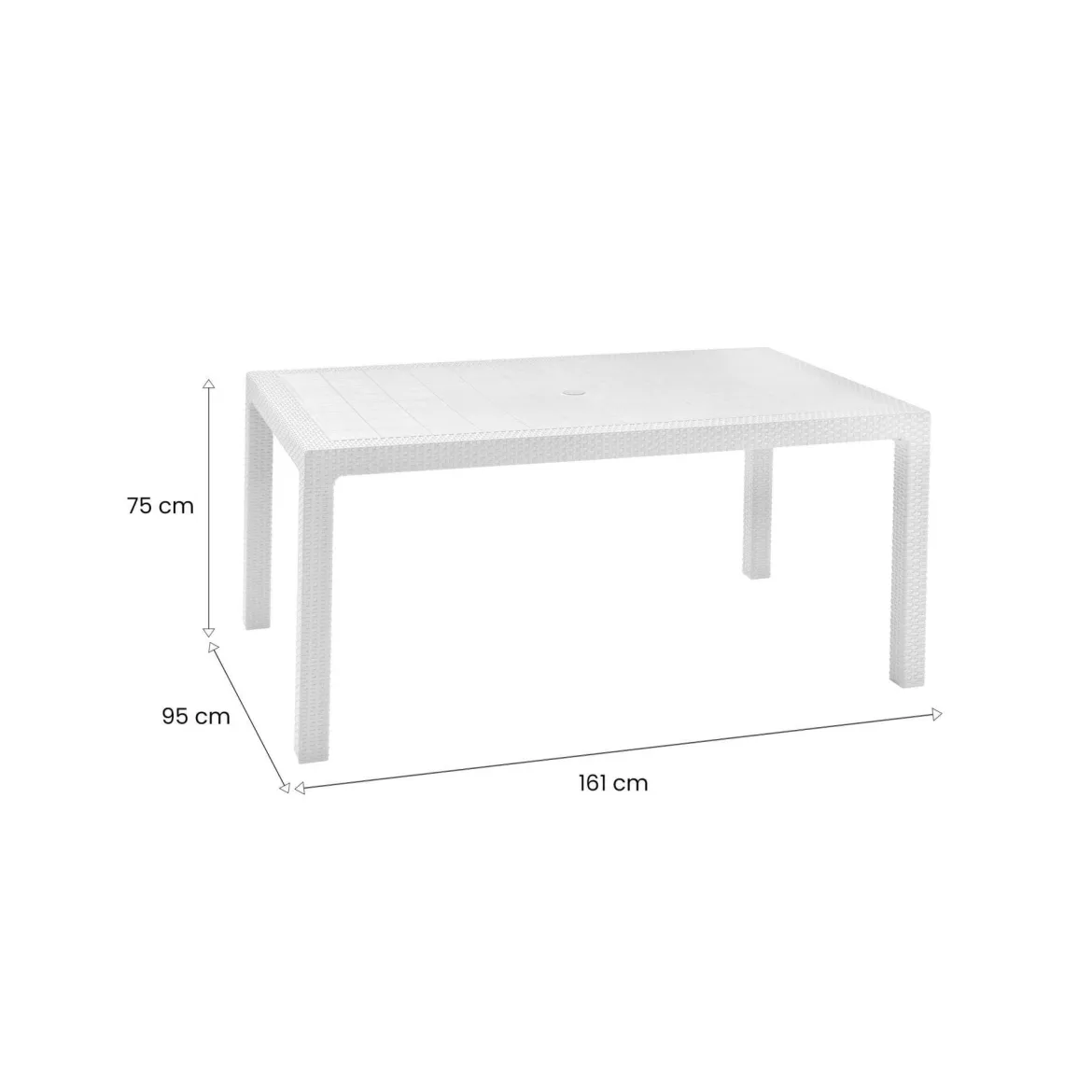 Tavolo da esterno 6 posti 94x160cm bianco - Pickering