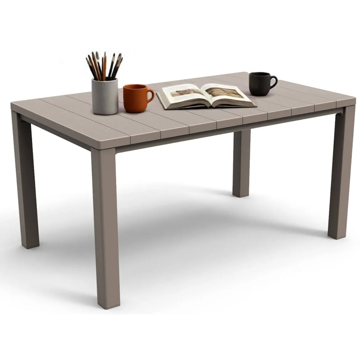 Tavolo da esterno 6 posti 147x90cm tortora - Listowel