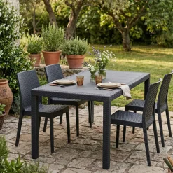 Tavolo da esterno resistente 10 posti 150x90cm antracite - Ariana