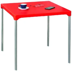 Tavolo da Esterno Rosso 4 Posti Tavolo Tavolo Fisso Quadrato 75x75x72h cm, Lunghezza Massima 75 cm Made in Italy - Brownstown