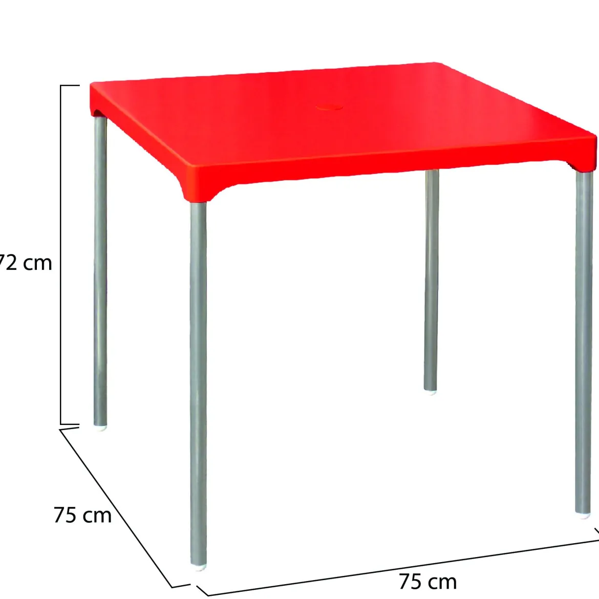 Tavolo da Esterno Rosso 4 Posti Tavolo Tavolo Fisso Quadrato 75x75x72h cm, Lunghezza Massima 75 cm Made in Italy - Brownstown