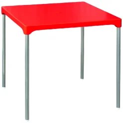 Tavolo da Esterno Rosso 4 Posti Tavolo Tavolo Fisso Quadrato 75x75x72h cm, Lunghezza Massima 75 cm Made in Italy - Brownstown