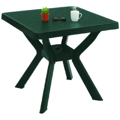 Tavolo da Esterno Verde 4 Posti Tavolo Tavolo Fisso Quadrato 79x79x72h cm, Lunghezza Massima 79 cm Made in Italy - Normandy