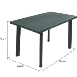 Tavolo da Esterno Verde 6 Posti Finitura Effetto Liscio 126x76x72h cm, Lunghezza Massima 126 cm Made in Italy - Ozello