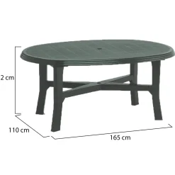 Tavolo da Esterno Verde 6 Posti Tavolo Tavolo da Esterno Rettangolare 101x68x72h cm, Lunghezza Massima 101 cm Made in Italy - Pinedale