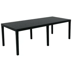 Tavolo da giardino allungabile 8-10 posti 150/220x90cm effetto rattan antracite - Abbaviva