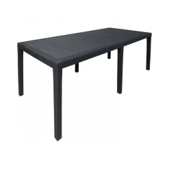 Tavolo da giardino allungabile 8-10 posti 150/220x90cm effetto rattan antracite - Abbaviva