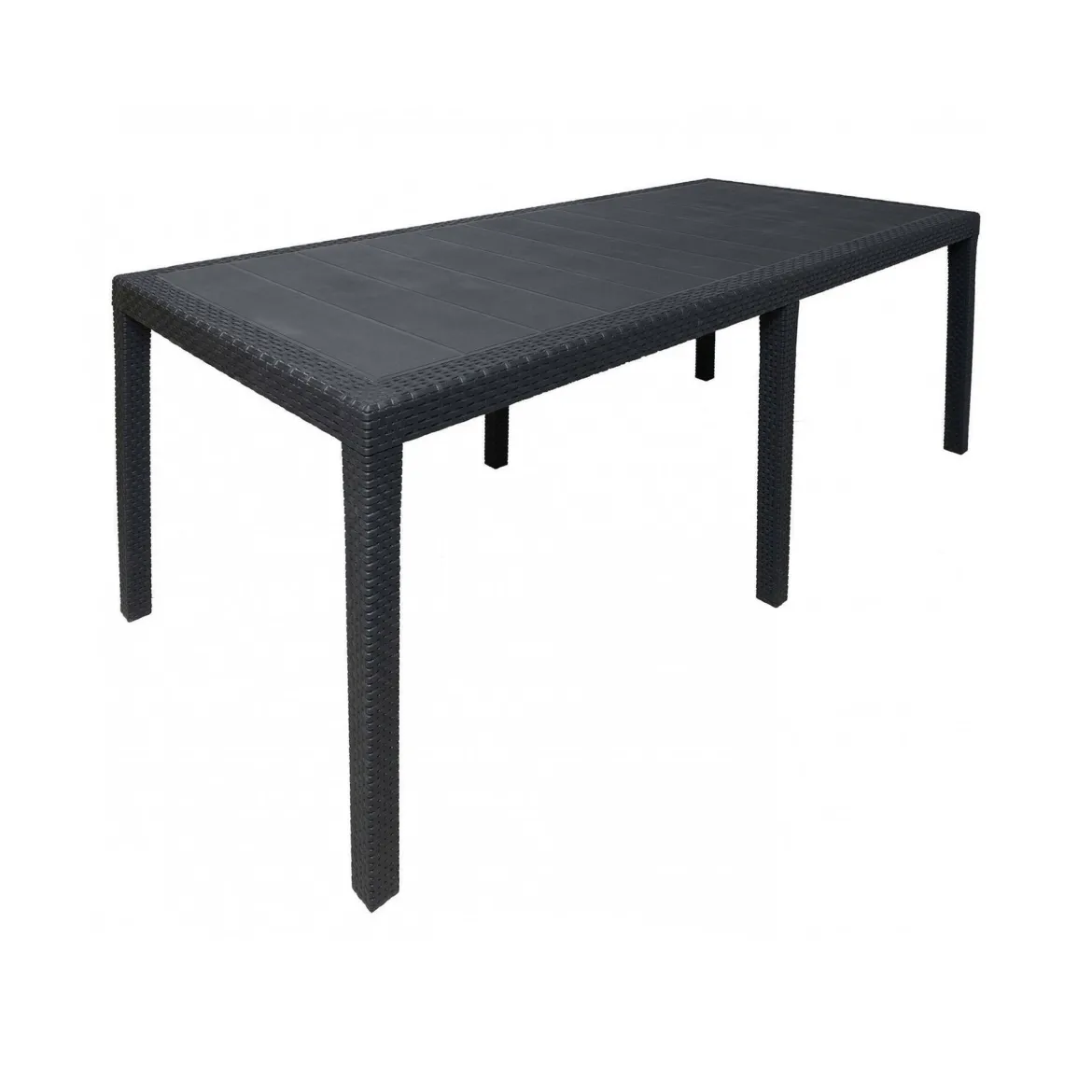 Tavolo da giardino allungabile 8-10 posti 150/220x90cm effetto rattan antracite - Abbaviva