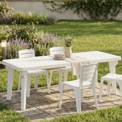 Tavolo da giardino allungabile 8-10 posti 160/220x90cm bianco - Anatre