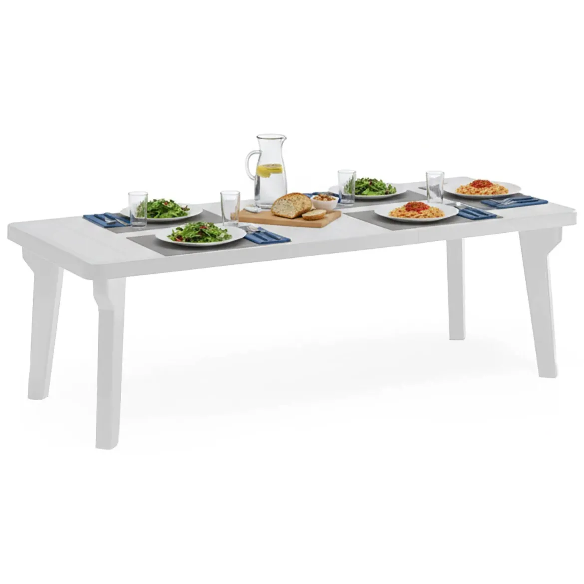 Tavolo da giardino allungabile 8-10 posti 160/220x90cm bianco - Anatre